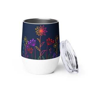 Insulated Wine Tumbler - Colorful Wildflowers - Dipaliz - Tumblers
