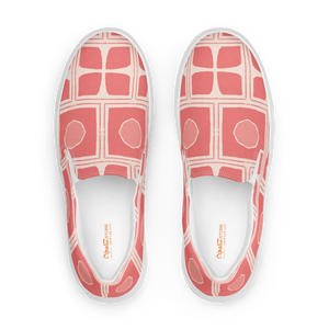 Vibrant Canvas Shoes - Coral Abstract Checkered - Dipaliz - Sneakers