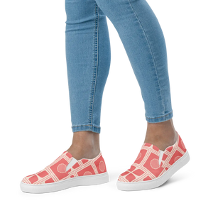 Vibrant Canvas Shoes - Coral Abstract Checkered - Dipaliz - Sneakers