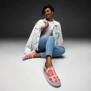 Vibrant Canvas Shoes - Coral Abstract Checkered - Dipaliz - Sneakers