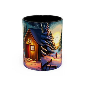 Mug - Accent Coffee - Cabin in Winter 11oz Two-tone - Dipaliz