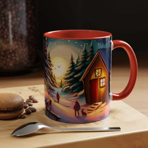Mug - Accent Coffee - Cabin in Winter 11oz Two-tone - Dipaliz
