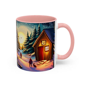 Mug - Accent Coffee - Cabin in Winter 11oz Two-tone - Dipaliz