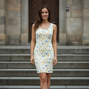 Dipaliz Cotton Bodycon Dress White Meadow Floral - Dresses - s