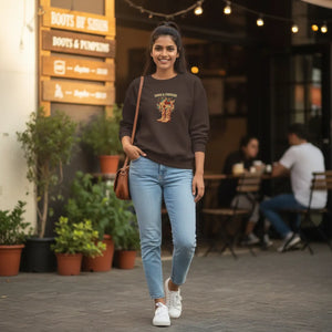 Dipaliz Cowboy Boots Pumpkin Crewneck Sweatshirt Cotton - Sweatshirts - m