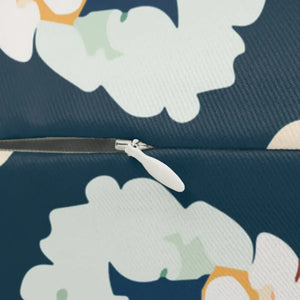 Polyester Lumbar Pillow - Cream Floral Dark Blue - Dipaliz - 20’’ × 14’’ - Pillows