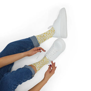 Dipaliz Crew Socks Yellow Triangle Pattern Fleece Lined