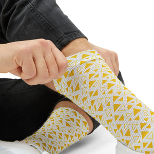 Dipaliz Crew Socks Yellow Triangle Pattern Fleece Lined