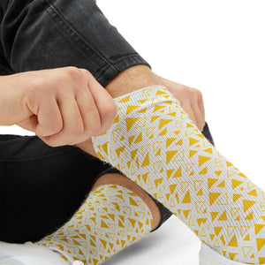 Dipaliz Crew Socks Yellow Triangle Pattern Fleece Lined