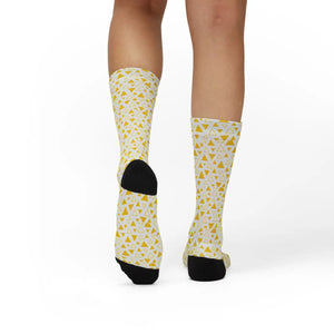 Dipaliz Crew Socks Yellow Triangle Pattern Fleece Lined