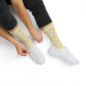 Dipaliz Crew Socks Yellow Triangle Pattern Fleece Lined