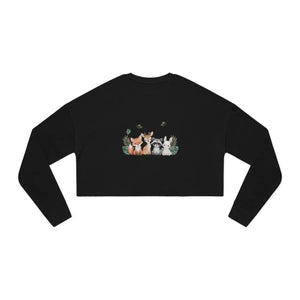 Dipaliz Cropped Sweatshirt Cute Woodland Pets - Sweatshirts