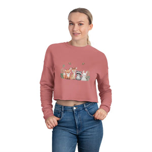 Dipaliz Cropped Sweatshirt Cute Woodland Pets - Sweatshirts