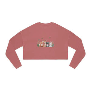 Dipaliz Cropped Sweatshirt Cute Woodland Pets - Sweatshirts