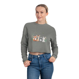 Dipaliz Cropped Sweatshirt Cute Woodland Pets - Sweatshirts
