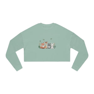 Dipaliz Cropped Sweatshirt Cute Woodland Pets - Sweatshirts