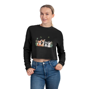 Dipaliz Cropped Sweatshirt Cute Woodland Pets - Sweatshirts