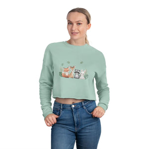 Dipaliz Cropped Sweatshirt Cute Woodland Pets - Sweatshirts