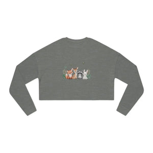 Dipaliz Cropped Sweatshirt Cute Woodland Pets - Sweatshirts