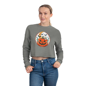 Dipaliz Cropped Sweatshirt Ghosts Fall Pullover - Sweatshirts