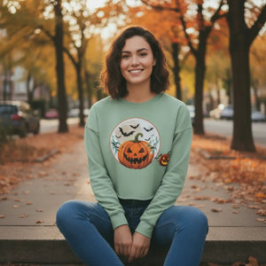 Dipaliz Cropped Sweatshirt Ghosts Fall Pullover - Sweatshirts