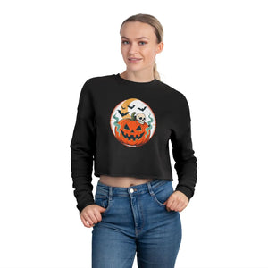 Dipaliz Cropped Sweatshirt Ghosts Fall Pullover - Sweatshirts