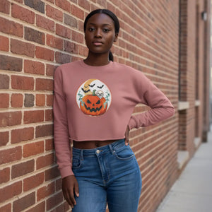 Dipaliz Cropped Sweatshirt Ghosts Fall Pullover - Sweatshirts