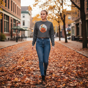 Dipaliz Cropped Sweatshirt Ghosts Fall Pullover - Sweatshirts