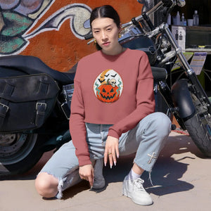 Dipaliz Cropped Sweatshirt Ghosts Fall Pullover - Sweatshirts