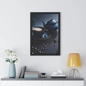 Bold Black Tea Framed Vertical Poster - Fashion Decor - Dipaliz - Posters Prints & Visual Artwork
