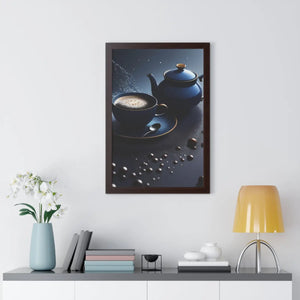 Bold Black Tea Framed Vertical Poster - Fashion Decor - Dipaliz - Posters Prints & Visual Artwork