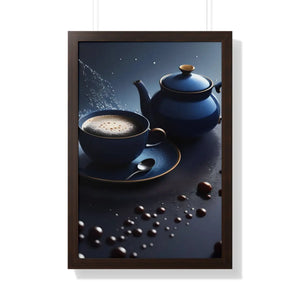 Bold Black Tea Framed Vertical Poster - Fashion Decor - Dipaliz - Posters Prints & Visual Artwork