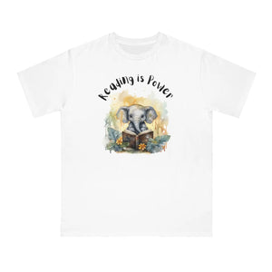 Organic Cotton Tee - Cute Elephant Reading - Dipaliz - T-shirts