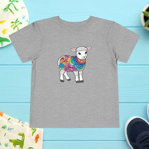 Kids Clothes - Short Sleeve Tee - Cute Lamb Toddler Cotton Shirt - Dipaliz Athletic Heather / 2t