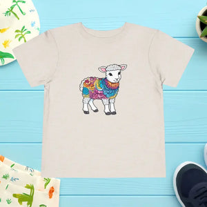 Kids Clothes - Short Sleeve Tee - Cute Lamb Toddler Cotton Shirt - Dipaliz Heather Dust / 2t