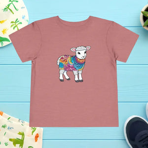 Kids Clothes - Short Sleeve Tee - Cute Lamb Toddler Cotton Shirt - Dipaliz Heather Mauve / 2t