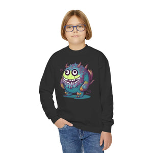 Cute Monster Youth Crewneck Sweatshirt - Playful Cotton - Dipaliz - Sweatshirts