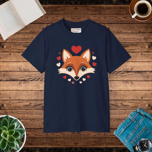 Trendy Red Fox Tee - Ultra Cotton Heart Design - Dipaliz - T-shirts