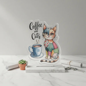 Dipaliz Cute Patchwork Cat Statue Acrylic Desk Decor - Sculptures & Statues