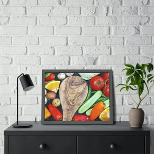 Vegetables Framed Art - Bold Cutting Board Design - Dipaliz - Poster