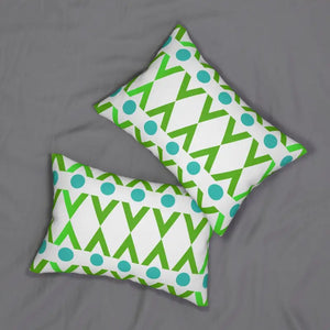 Spun Polyester Lumbar Pillow - Cyan Green Geometric - Dipaliz - 20’’ × 14’’ - Pillows