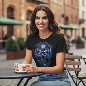 Dipaliz Cyber Skull Neon Blue Tee All Over Print Shirt - T-shirts - s