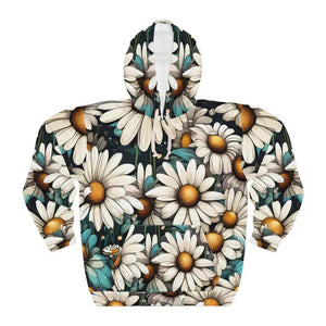 Unisex Pullover Hoodie - Bold Daisy Flowers Aop Print - Dipaliz - Xs - Hoodies