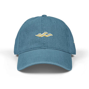 Dipaliz Denim Hat Flowing Sashiko Wave Motif Cotton - Baseball Caps - one Size