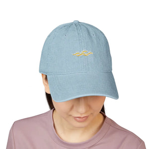 Dipaliz Denim Hat Flowing Sashiko Wave Motif Cotton - Baseball Caps - one Size