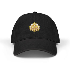 Dipaliz Denim Hat Lotus Mandala Embroidered Motif Cotton - Hats - one Size