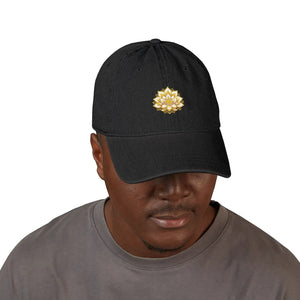 Dipaliz Denim Hat Lotus Mandala Embroidered Motif Cotton - Hats - one Size
