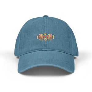 Dipaliz Denim Hat Madhubani Fish Pair Cotton Adjustable - Baseball Caps - one Size