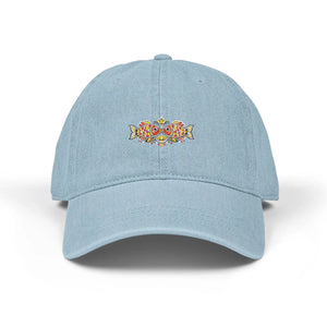Dipaliz Denim Hat Madhubani Fish Pair Cotton Adjustable - Baseball Caps - one Size