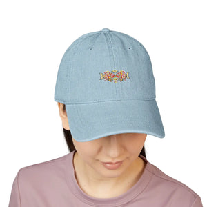 Dipaliz Denim Hat Madhubani Fish Pair Cotton Adjustable - Baseball Caps - one Size